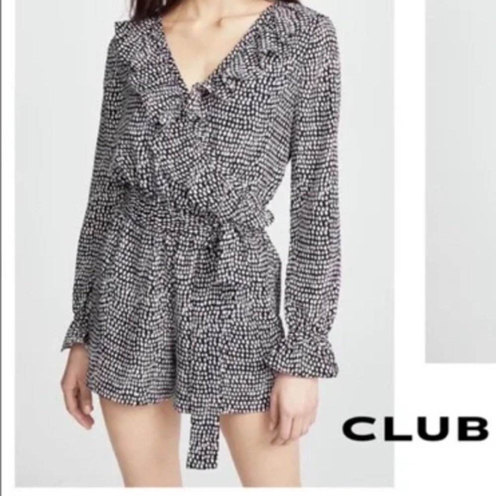 Club Monaco Black and White Ruffle Romper